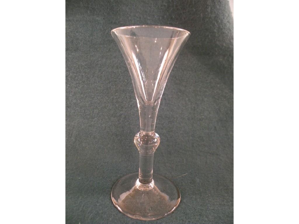 Appraisal: An thC wine glass with a tapering bowl knopped stem