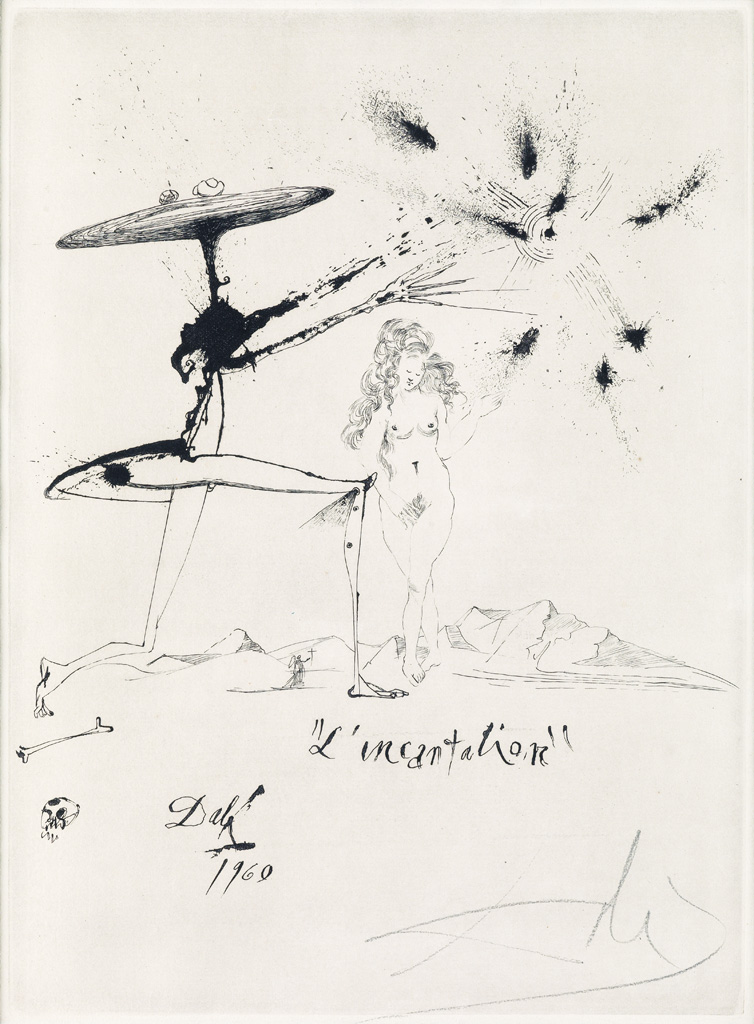 Appraisal: SALVADOR DAL L'Incantation Heliogravure reworked in drypoint on Auvergne du