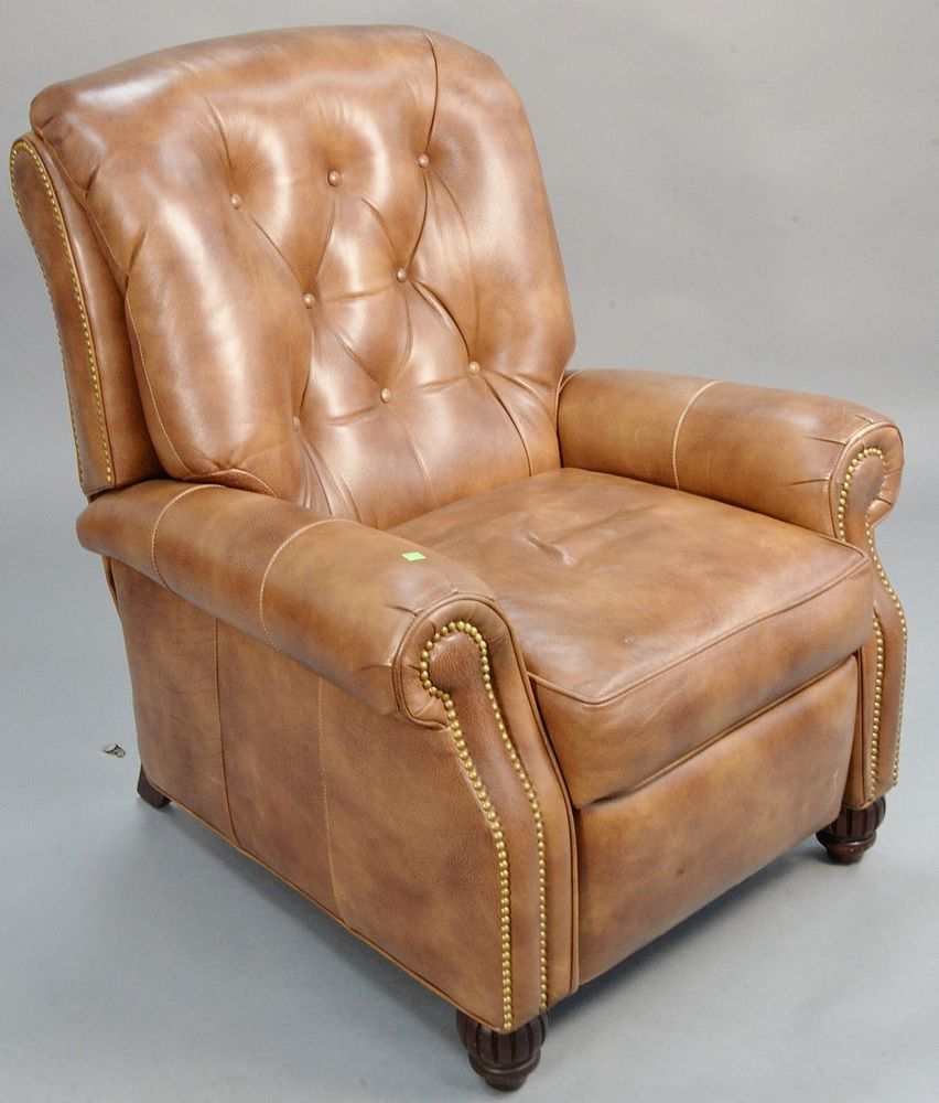 Appraisal: Hancock and Moore leather reclining chair ht in wd in