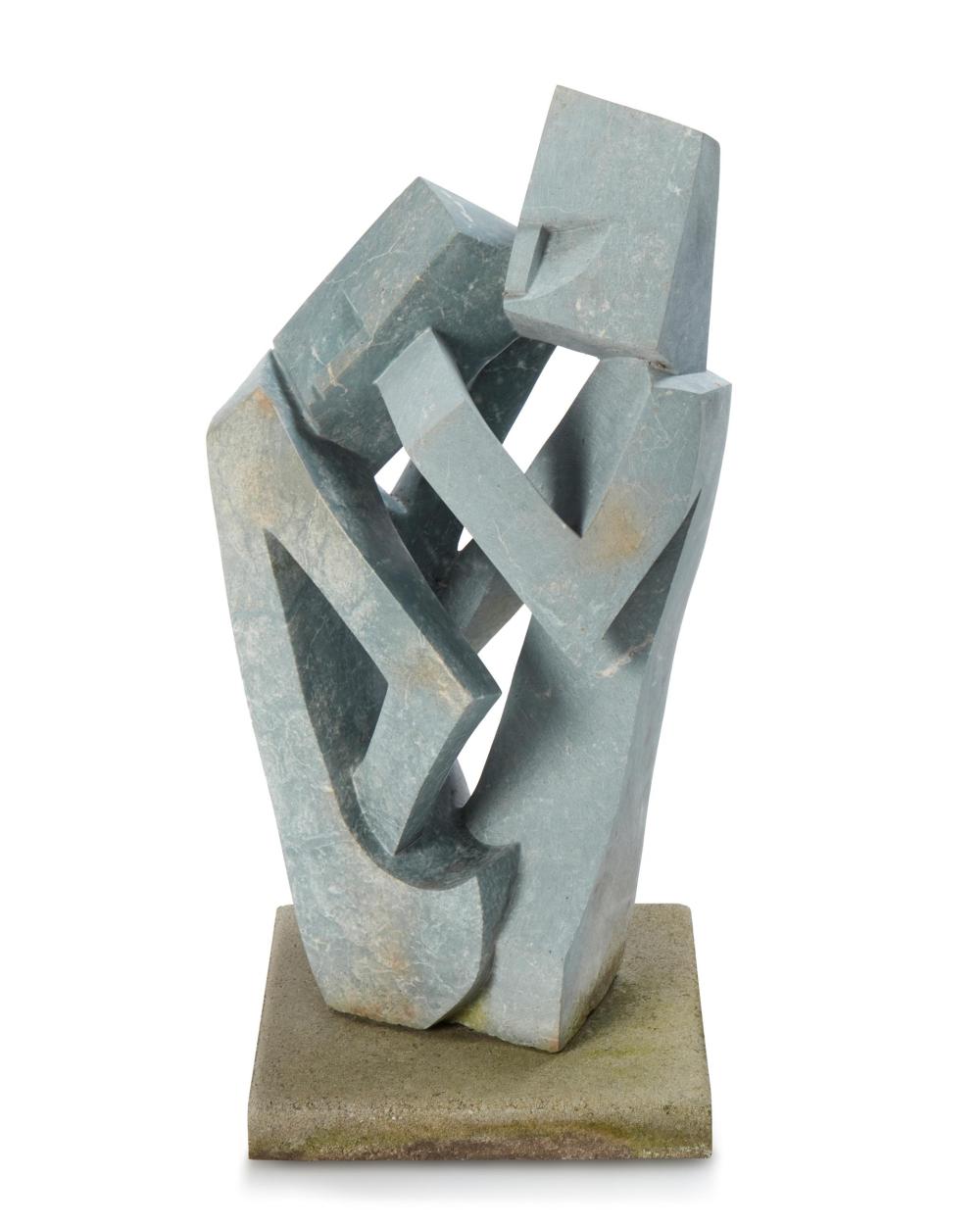 Appraisal: Brighton Sango - Two figures Opal stone on concrete base