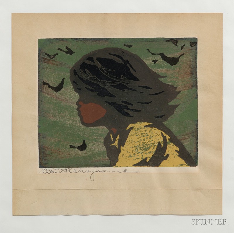 Appraisal: Nakayama Tadashi Girl on a Windy Day signed and dated