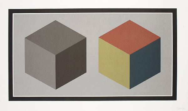 Appraisal: Sol Lewitt American - Two Cubes Screenprint in colors on