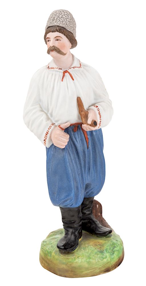 Appraisal: A RUSSIAN PORCELAIN FIGURE OF A MALOROSS WITH A PIPE