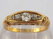 Appraisal: An antique carat gold five stone old brilliant cut diamond