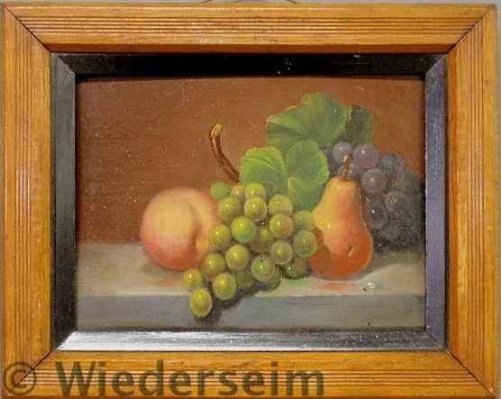 Appraisal: Oil on board still life painting of fruit unsigned and