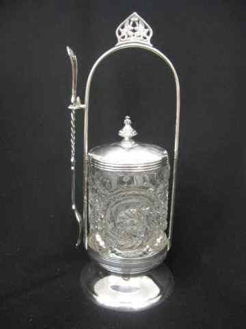 Appraisal: Victorian Silverplate Pickle Castor pinwheel insert with pickle fork ''