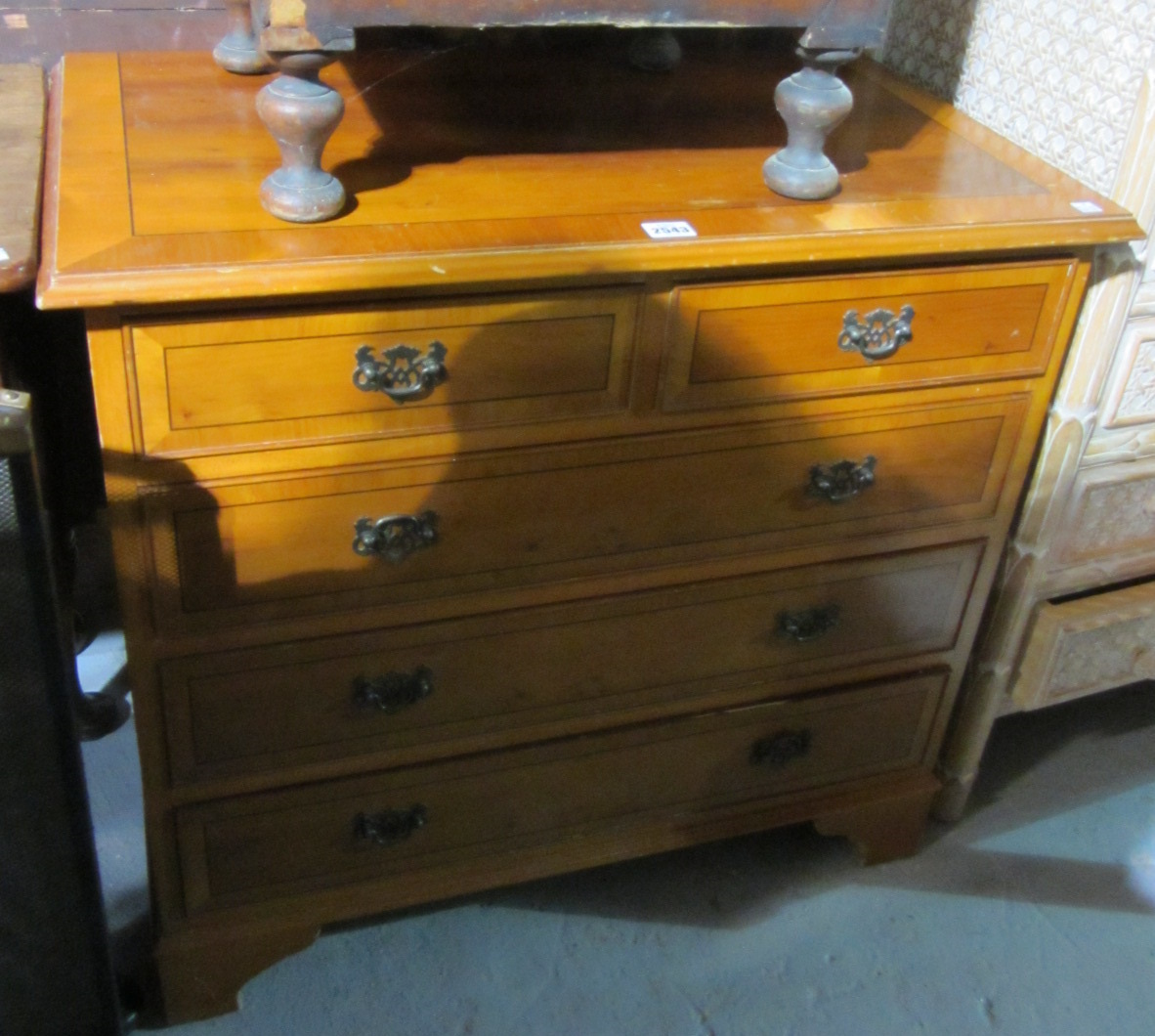 Appraisal: A th century yew wood chest of two short and