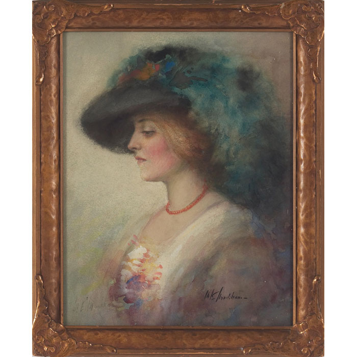 Appraisal: Marion Esther Markham American - Portrait c watercolor and pastel