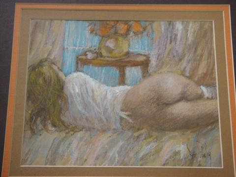 Appraisal: Doug Shelly American th c pastel on paper reclining nude