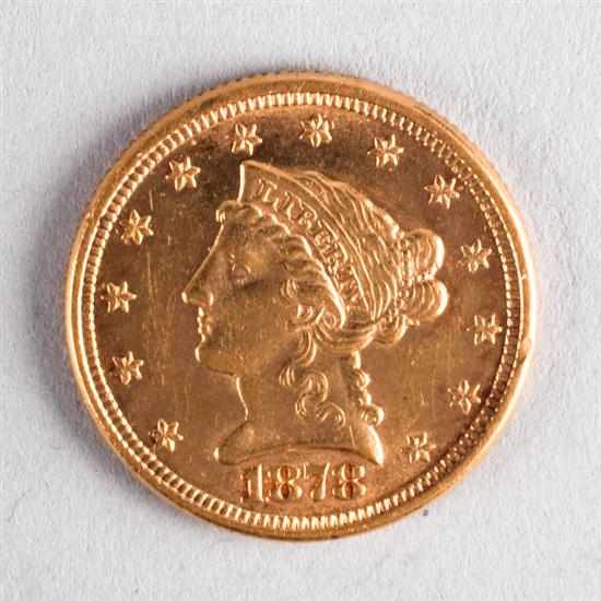 Appraisal: United States Coronet gold quarter eagle AU- Estimate - Nice