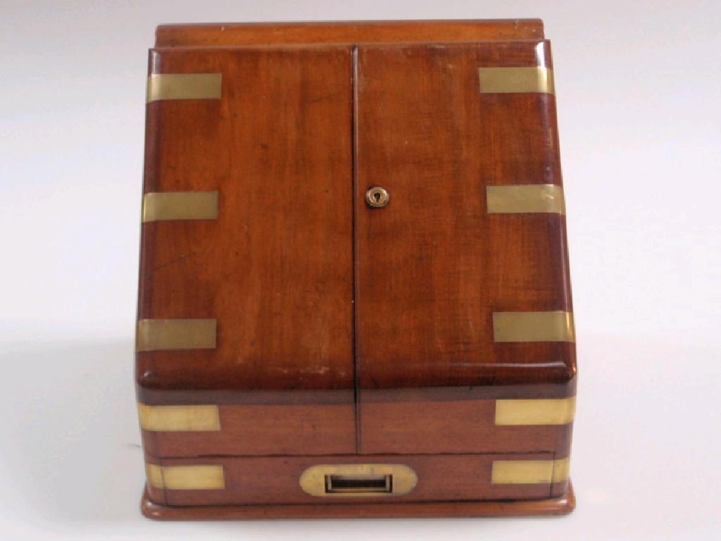 Appraisal: A Victorian mahogany stationery and writing box with brass mounts