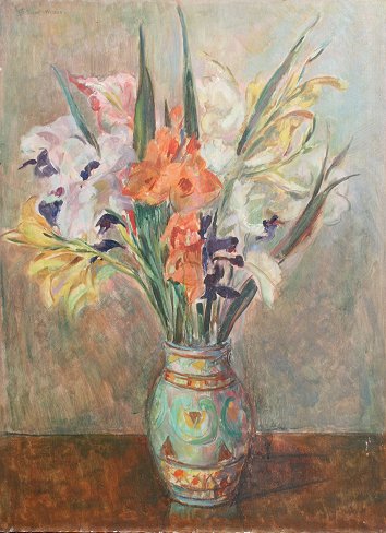 Appraisal: FLORAL STILL LIFE PAINTING OIL Masonite '' x '' signed