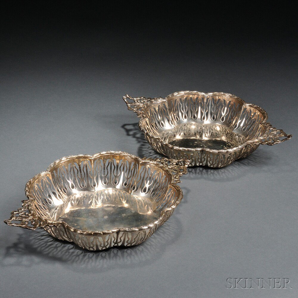 Appraisal: Two George V Sterling Silver Fruit Baskets Birmingham - Mappin