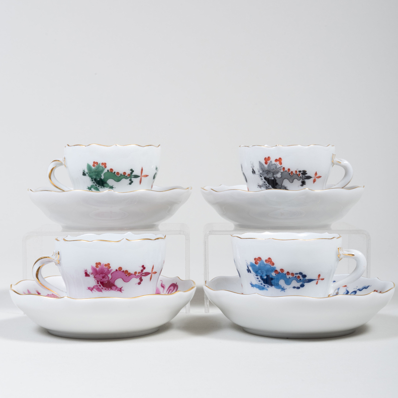 Appraisal: Group of Four Meissen Porcelain Demitasse Cups and in the