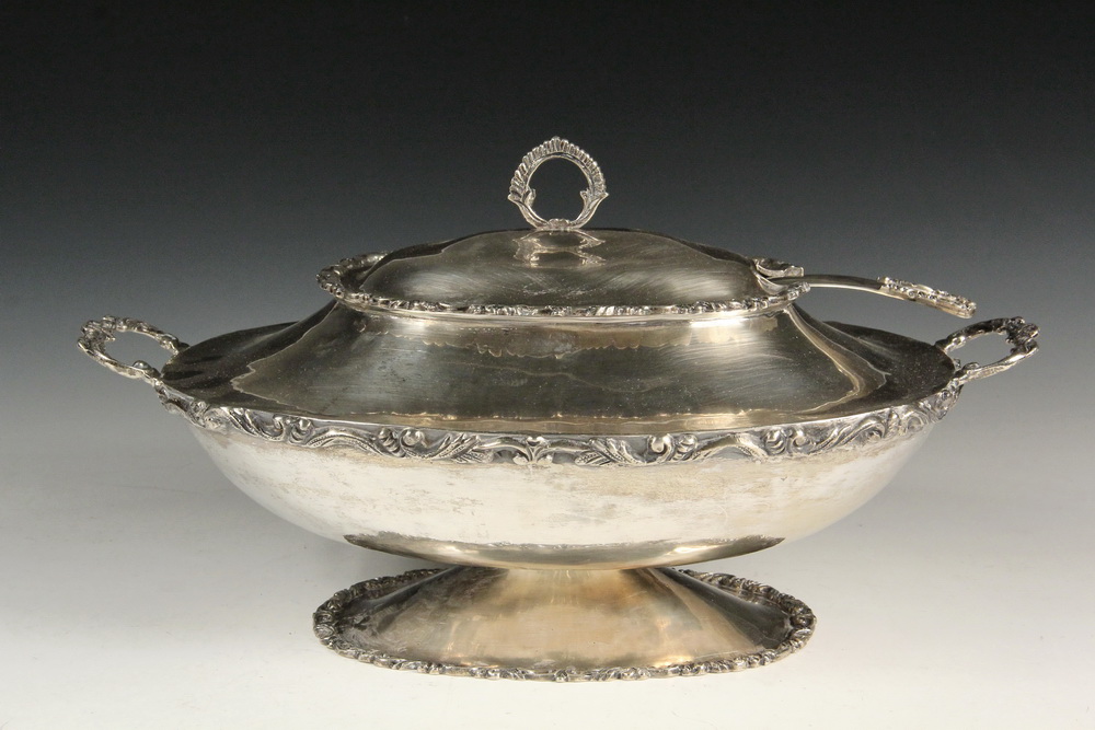 Appraisal: TUREEN AND LADLE - Mexican Hand Hammered Sterling Silver Tureen