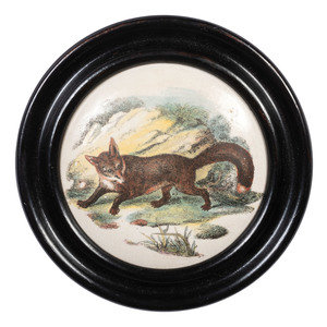 Appraisal: Four Framed Porcelain Animal Plaques Likely English th Century Diameter