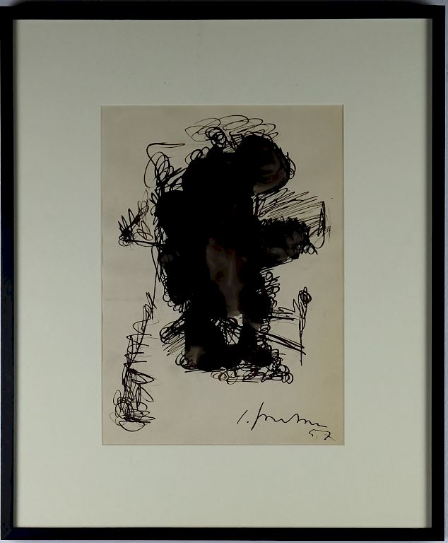 Appraisal: Lucio Fontana - Abstract Ink Art Painting Lucio Fontana -