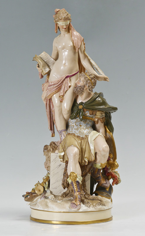 Appraisal: LARGE CONTINENTAL MYTHOLOGICAL PORCELAIN STATUE Large allegorical double figure porcelain