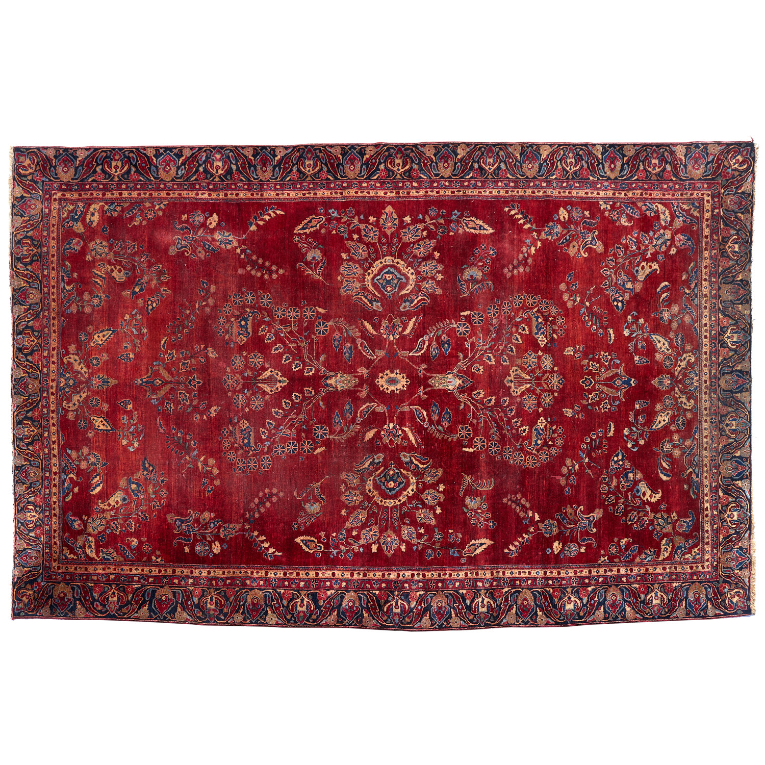 Appraisal: SAROUK CARPET Early th c open red field with trailing