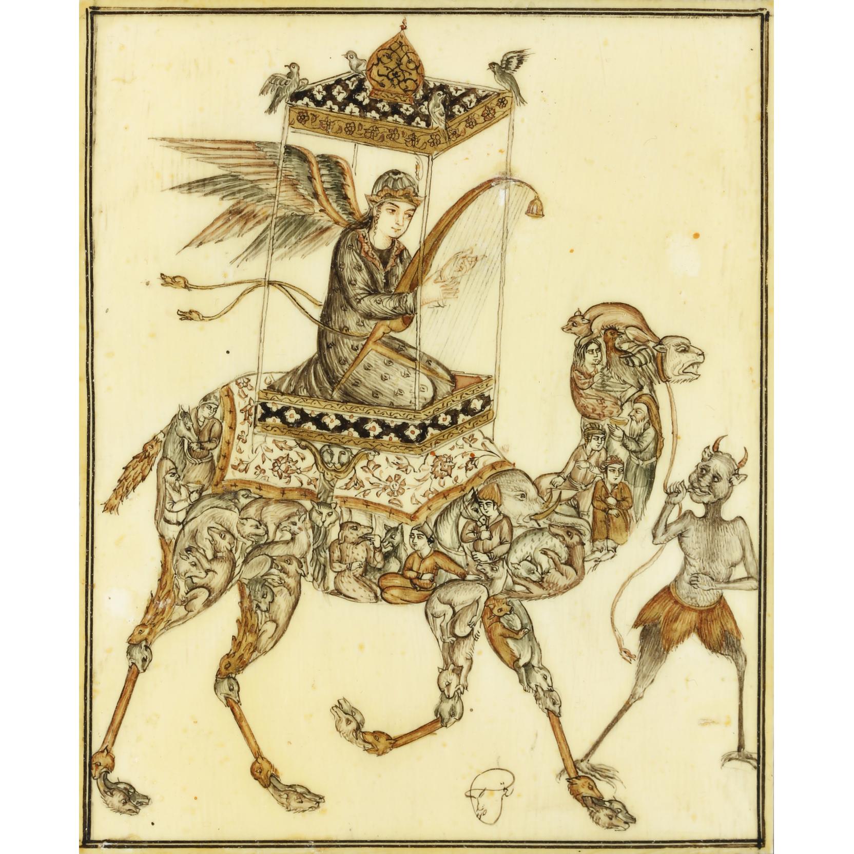 Appraisal: Persian Miniature Painting th Century ink and gold on ivory