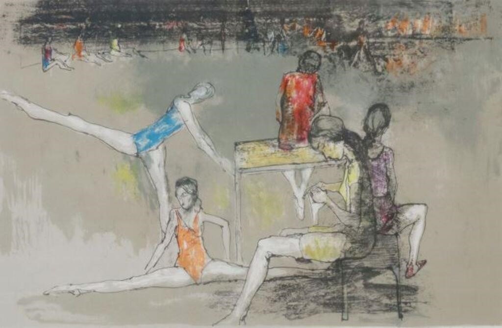 Appraisal: Framed lithograph on paper Dancers signed lower right Jansen Jean