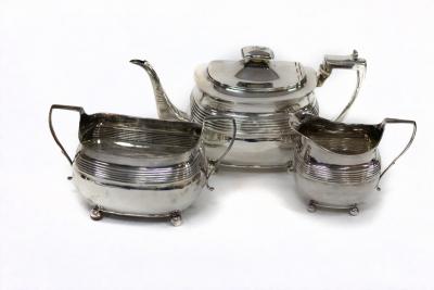 Appraisal: A George III three-piece silver tea set Alice George Burrows