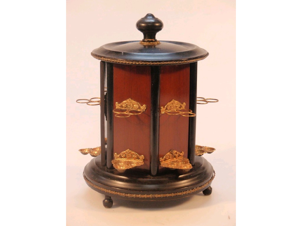 Appraisal: A mid thC ebonised cigar table cabinet with gilt metal