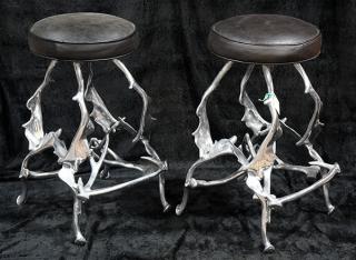 Appraisal: lot of Arthur Court Horn Bar Stools lot of Arthur