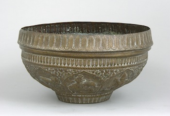 Appraisal: A Large Hammered Brass Bowl Thai Most likely brass metal