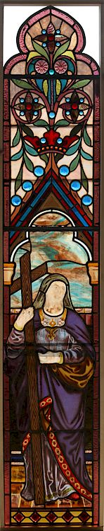 Appraisal: LATE TH C GOTHIC STYLE STAINED GLASS WINDOW A late