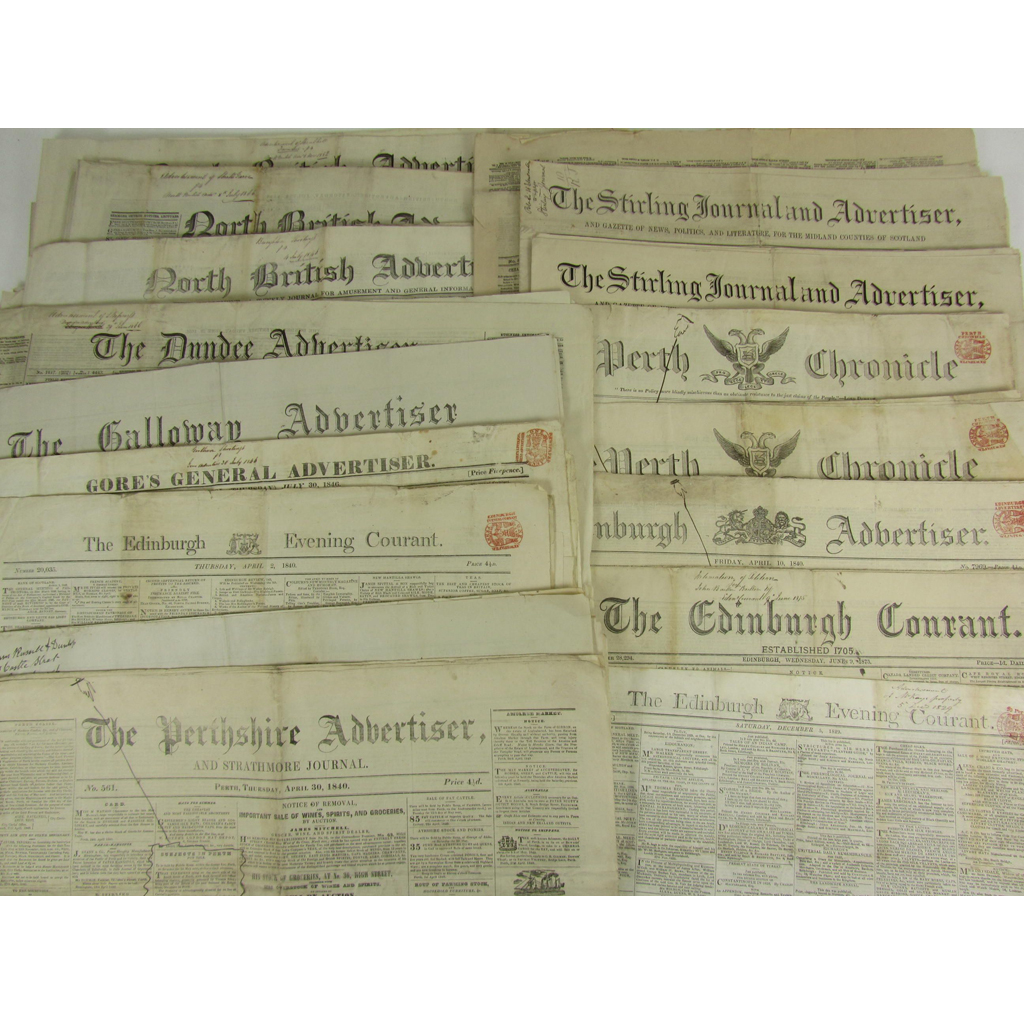 Appraisal: th century Scottish Newspapers scrapbooks The Edinburgh Gazette issues -