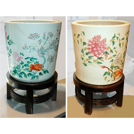 Appraisal: Pair of Chinese Famille Rose Porcelain Jardinieres Estimate -