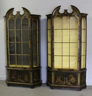 Appraisal: A Pair of Chinoiserie Decorated Smeig Koetzia Cabinets A nice