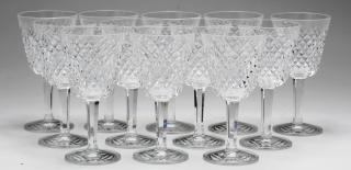 Appraisal: Waterford Crystal Slane Claret Wine Glasses With a vertically-cut crosshatch