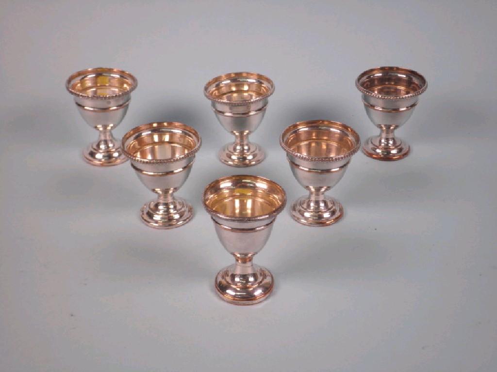 Appraisal: A set of five old Sheffield plate egg cups and