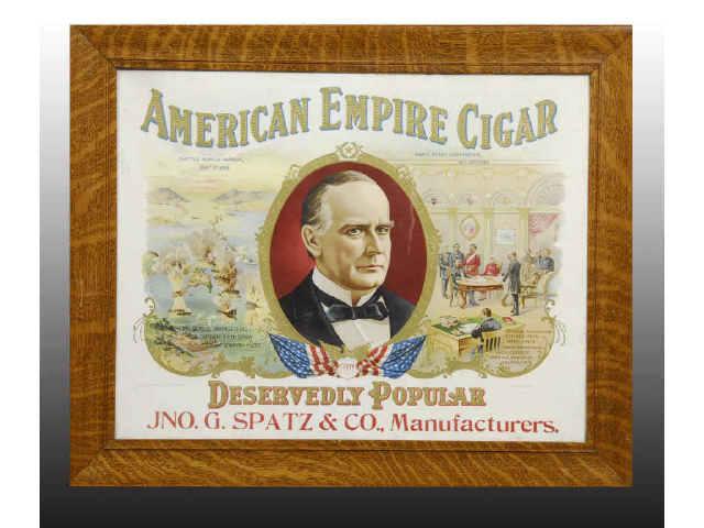 Appraisal: American Empire Cigar Cardboard Sign Description Fantastic graphics Great color