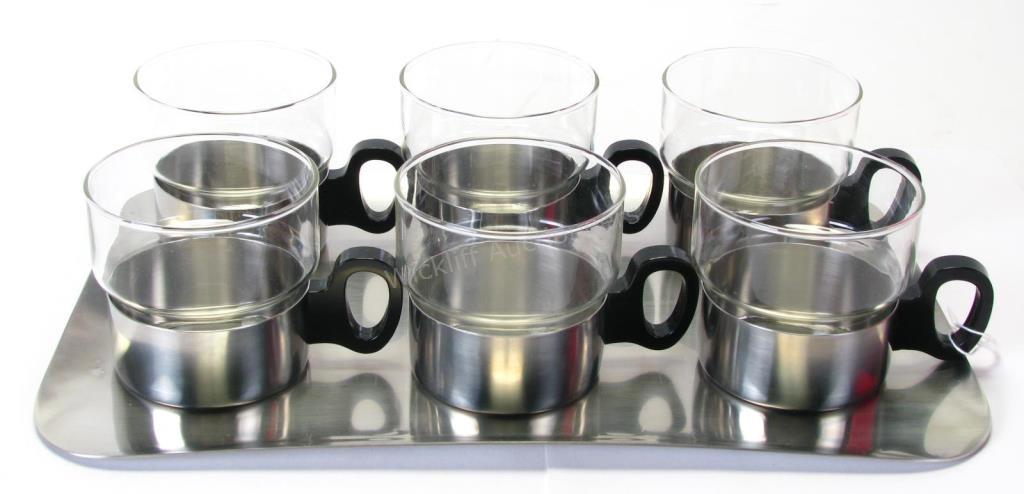 Appraisal: Vintage Jena Er Glas Teacups and Tray six cups with