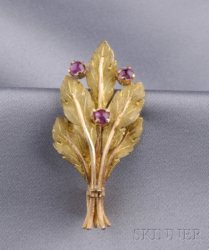 Appraisal: kt Bicolor Gold and Ruby Brooch M Buccellati with ruby