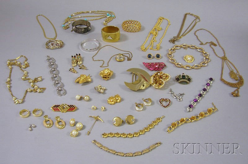 Appraisal: Group of Mostly Gold-tone Costume and Estate Jewelry including pieces