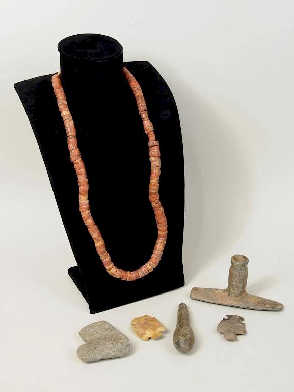 Appraisal: Six Native American Artifacts Six Native American artifacts including a