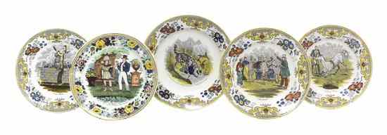 Appraisal: An Assembled Set of Fourteen Polychrome Decorated Creil Plates each