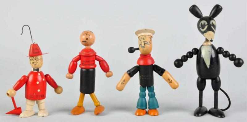 Appraisal: Lot of Wooden Jaymar Jointed Figures Includes Popeye Olive Oyl