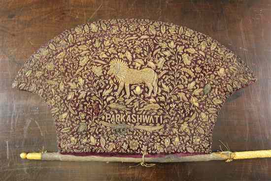 Appraisal: An Indian metal thread bullion work banner late th early