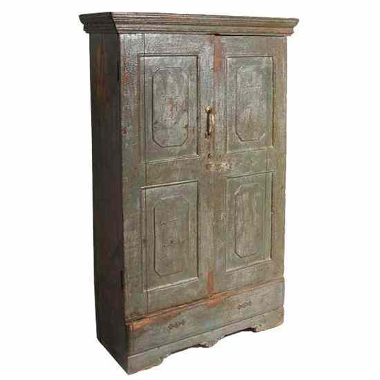 Appraisal: An Anglo Indian Painted Teak Double Door Cupboard circa having