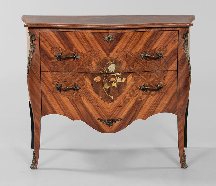 Appraisal: Louis XV Style Marquetry Commode second half th century walnut