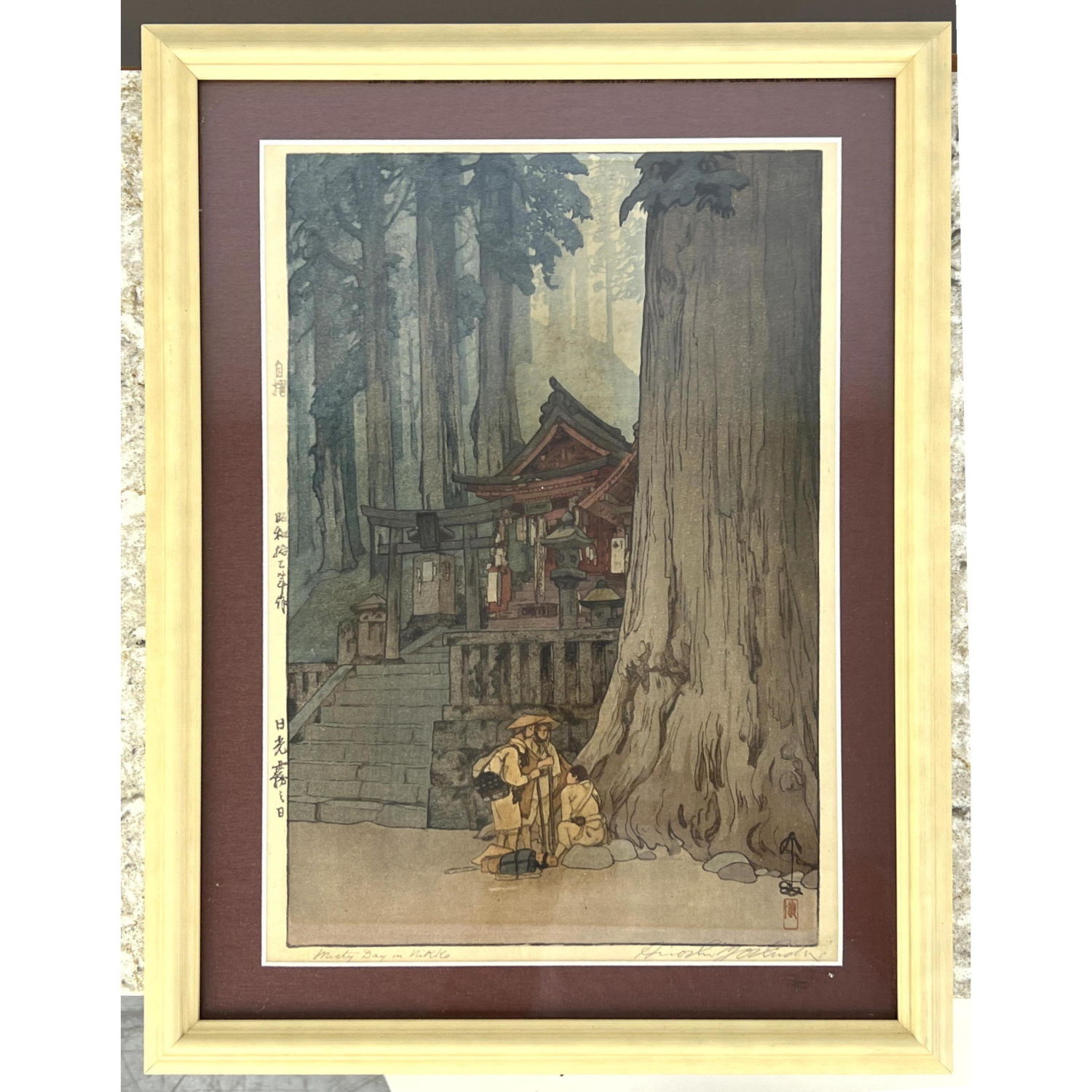 Appraisal: Misty day in Nikko by Hiroshi Yoshida hand signed and