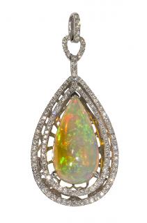 Appraisal: Opal diamond and k white gold pendant Opal diamond and