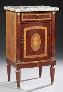 Appraisal: French Louis XVI Style Inlaid Mahogany Bowfront Ni French Louis