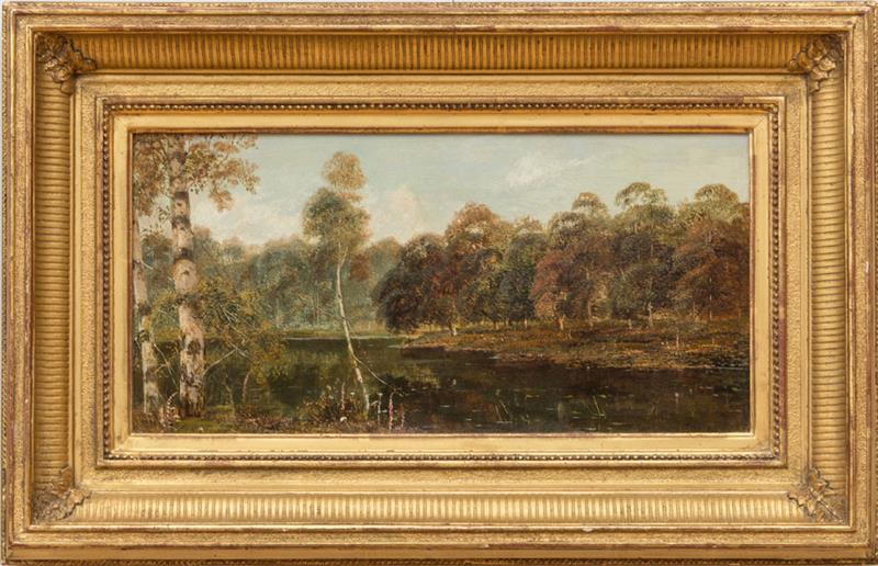 Appraisal: EUROPEAN SCHOOL RIVER LANDSCAPE Oil on canvas indistinctly signed lower