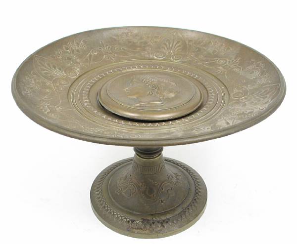 Appraisal: A French brass compote with relief decoration height in diameter